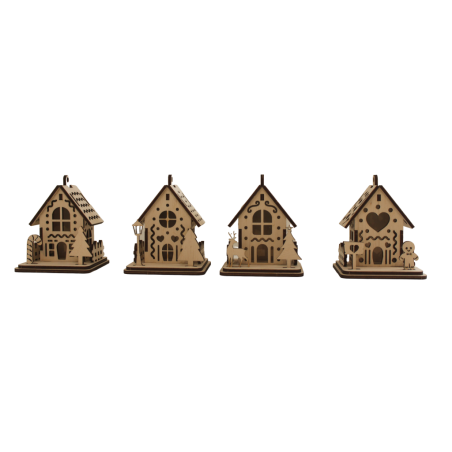 Lot de 4 décorations à suspendre maisons